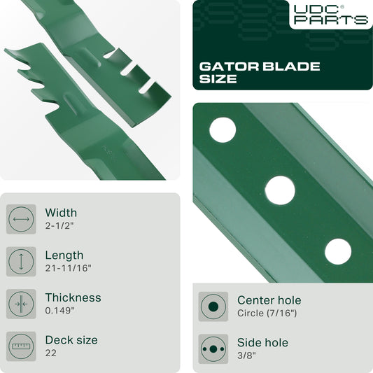 UDC Parts 22 Inch Recycler Lawn Mower Blades for Toro 131-4547-03 / 2 Pack Gator Mulching Blades / Replaces OEM no. 108-9764-03 104-8697-03 131-4546-03 20339 20378 21465 20332 20018 20074 20331 20333 Bulk Lawn Mower Blades -  UDC Parts 22 Inch Recycler Lawn Mower Blades for Toro 131-4547-03 / 2 Pack Gator Mulching Blades / Replaces OEM no. 108-9764-03 104-8697-03 131-4546-03 20339 20378 21465 20332 20018 20074 20331 20333