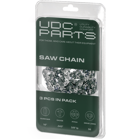 UDC Parts 3-Pieces / 16-Inch Chainsaw Chain / R56 / .043 Gauge 56 Drive Links/Low-Vibration and Low-Kickback/Fits Husqvarna Poulan Echo DeWalt Chainsaw Chain -  UDC Parts 3-Pieces / 16-Inch Chainsaw Chain / R56 / .043 Gauge 56 Drive Links/Low-Vibration and Low-Kickback/Fits Husqvarna Poulan Echo DeWalt
