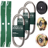UDC Parts Mower Kit / Belt 138255 + Belt 144200 + Belt 144959 + Pulley 127783 + Pulley 129861 + Pulley 173437 + 2 Pack Blades 134149 / Fits Husqvarna YT150 Bulk Lawn Mower Blades -  UDC Parts Mower Kit / Belt 138255 + Belt 144200 + Belt 144959 + Pulley 127783 + Pulley 129861 + Pulley 173437 + 2 Pack Blades 134149 / Fits Husqvarna YT150
