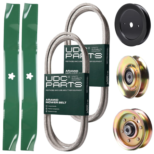 UDC Parts Mower Kit / Belt 144959 + Belt 174883 + Pulley 127783 + Pulley 129861 + Pulley 173437 + 2 Pack Blades 134149 / Fits Husqvarna LTH1542 YTH1542 YTH170 MOWER PARTS - UDC Parts Mower Kit / Belt 144959 + Belt 174883 + Pulley 127783 + Pulley 129861 + Pulley 173437 + 2 Pack Blades 134149 / Fits Husqvarna LTH1542 YTH1542 YTH170