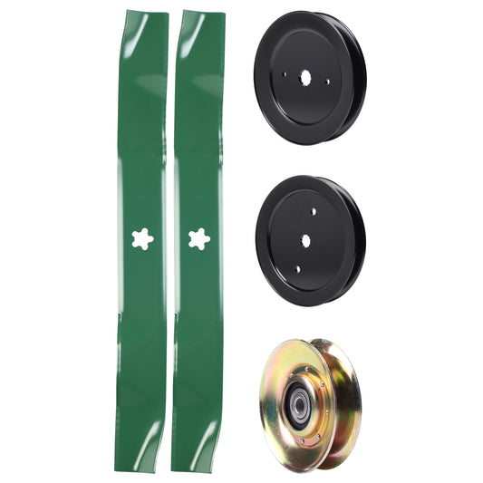 UDC Parts Mower Kit / Pulley 127783 + Pulley 129861 + Pulley 195945 + 2 Pack Blades 134149 / Fits Husqvarna YTH1842 MOWER PARTS - UDC Parts Mower Kit / Pulley 127783 + Pulley 129861 + Pulley 195945 + 2 Pack Blades 134149 / Fits Husqvarna YTH1842