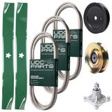 UDC Parts Mower Kit / Belt 140294 + Belt 174368 + Belt 180808 + Pulley 127783 + Pulley 129861 + Spindle 532174356 + 2 Pack Blades 134149 / Fits Jonsered LT2122A2 Bulk Lawn Mower Blades -  UDC Parts Mower Kit / Belt 140294 + Belt 174368 + Belt 180808 + Pulley 127783 + Pulley 129861 + Spindle 532174356 + 2 Pack Blades 134149 / Fits Jonsered LT2122A2