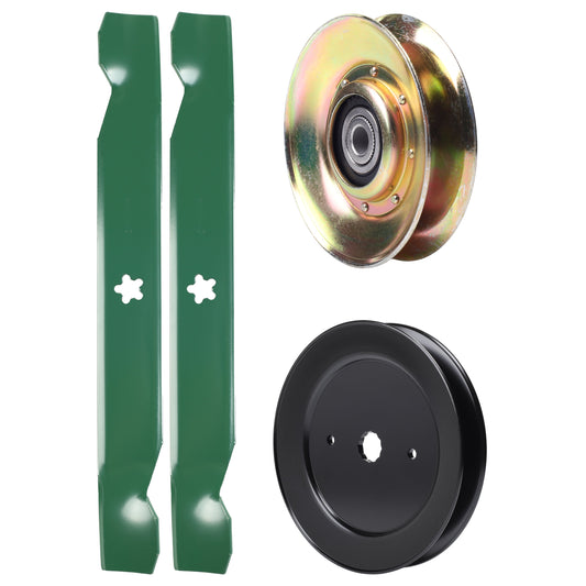 UDC Parts Mower Kit / Pulley 127783 + Pulley 129861 + 2 Pack Blades 138497 / Fits Poulan PXT12538 MOWER PARTS - UDC Parts Mower Kit / Pulley 127783 + Pulley 129861 + 2 Pack Blades 138497 / Fits Poulan PXT12538