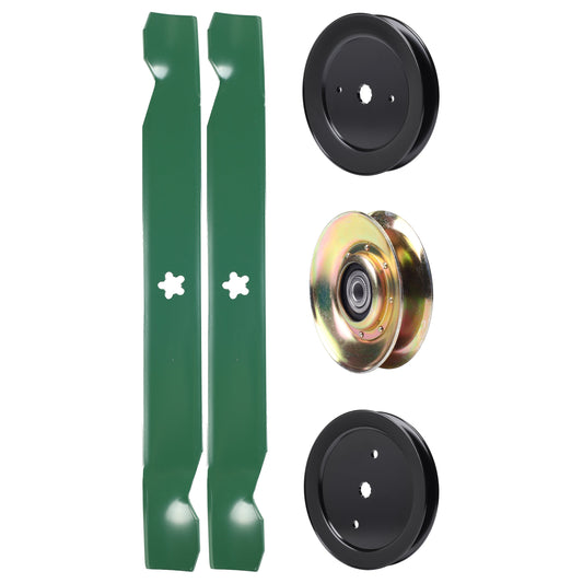 UDC Parts Mower Kit / Pulley 127783 + Pulley 129861 + Pulley 195945 + 2 Pack Blades 138971 / Fits Husqvarna YTH1842 MOWER PARTS - UDC Parts Mower Kit / Pulley 127783 + Pulley 129861 + Pulley 195945 + 2 Pack Blades 138971 / Fits Husqvarna YTH1842