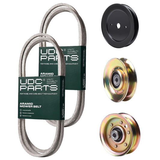 UDC Parts Mower Kit / Belt 140294 + Belt 144959 + Pulley 127783 + Pulley 129861 + Pulley 173437 / Fits Poulan Pro BB185H42YT BB24H42YT CO18H42STA DPR20H42STA PB19H42LT PB19H42LTS PBA195H42LT MOWER PARTS - UDC Parts Mower Kit / Belt 140294 + Belt 144959 + Pulley 127783 + Pulley 129861 + Pulley 173437 / Fits Poulan Pro BB185H42YT BB24H42YT CO18H42STA DPR20H42STA PB19H42LT PB19H42LTS PBA195H42LT