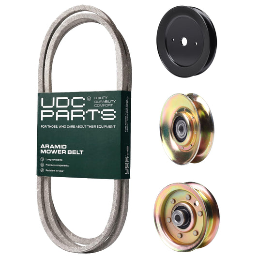 UDC Parts Mower Kit / Belt 140294 + Pulley 127783 + Pulley 129861 + Pulley 173437 / Fits Poulan Pro BB185H42YT BB24H42YT CO185H42STA CO185H42STB CO185H42STC CO18H42STA DB185H42YT DB24H42YT DPR20H42STA MOWER PARTS - UDC Parts Mower Kit / Belt 140294 + Pulley 127783 + Pulley 129861 + Pulley 173437 / Fits Poulan Pro BB185H42YT BB24H42YT CO185H42STA CO185H42STB CO185H42STC CO18H42STA DB185H42YT DB24H42YT DPR20H42STA