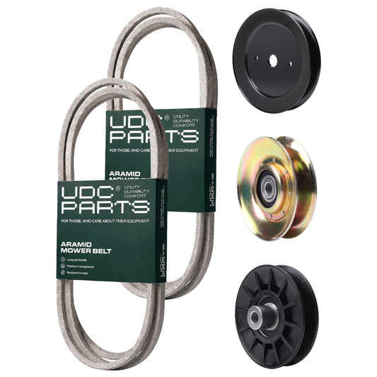 UDC Parts Mower Kit / Belt 138255 + Belt 197253 + Pulley 127783 + Pulley 129861 + Pulley 532194326 / Fits Husqvarna LT152 MOWER PARTS - UDC Parts Mower Kit / Belt 138255 + Belt 197253 + Pulley 127783 + Pulley 129861 + Pulley 532194326 / Fits Husqvarna LT152