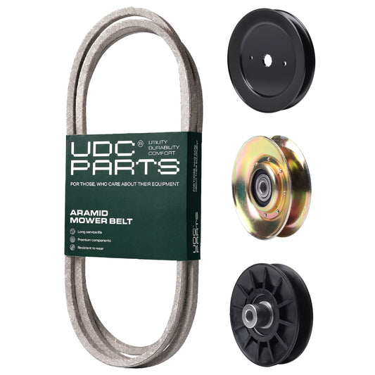 UDC Parts Mower Kit / Belt 532194346 + Pulley 127783 + Pulley 129861 + Pulley 532194326 / Fits Husqvarna LT152 MOWER PARTS - UDC Parts Mower Kit / Belt 532194346 + Pulley 127783 + Pulley 129861 + Pulley 532194326 / Fits Husqvarna LT152