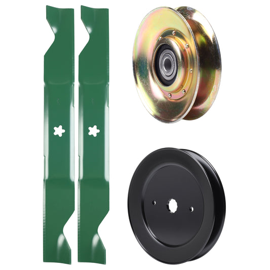 UDC Parts Mower Kit / Pulley 127783 + Pulley 129861 + 2 Pack Blades 405380 / Fits Husqvarna CTH150 YTH200 MOWER PARTS - UDC Parts Mower Kit / Pulley 127783 + Pulley 129861 + 2 Pack Blades 405380 / Fits Husqvarna CTH150 YTH200
