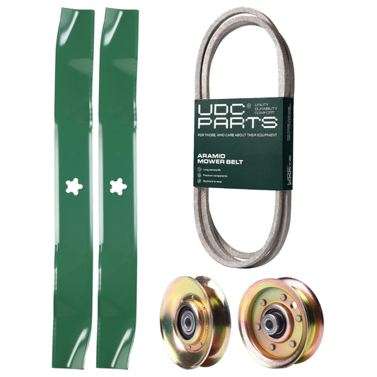 UDC Parts Mower Kit / Belt 130969 + Pulley 127783 + Pulley 173437 + 2 Pack Blades 134149 / Fits Husqvarna YTH150 XP MOWER PARTS - UDC Parts Mower Kit / Belt 130969 + Pulley 127783 + Pulley 173437 + 2 Pack Blades 134149 / Fits Husqvarna YTH150 XP