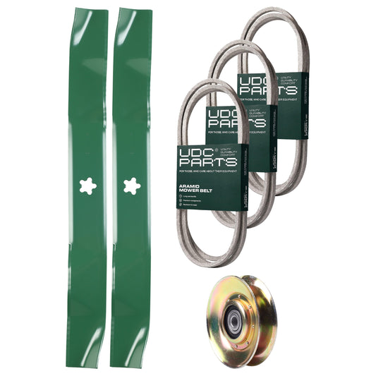 UDC Parts Mower Kit / Belt 130969 + Belt 140218 + Belt 174883 + Pulley 127783 + 2 Pack Blades 134149 / Fits Husqvarna LTH1842 YTH1542 XP YTH180 MOWER PARTS - UDC Parts Mower Kit / Belt 130969 + Belt 140218 + Belt 174883 + Pulley 127783 + 2 Pack Blades 134149 / Fits Husqvarna LTH1842 YTH1542 XP YTH180