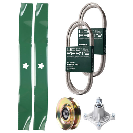 UDC Parts Mower Kit / Belt 174368 + Belt 180808 + Pulley 127783 + Spindle 532174356 + 2 Pack Blades 134149 / Fits Jonsered LT2122A2 MOWER PARTS - UDC Parts Mower Kit / Belt 174368 + Belt 180808 + Pulley 127783 + Spindle 532174356 + 2 Pack Blades 134149 / Fits Jonsered LT2122A2