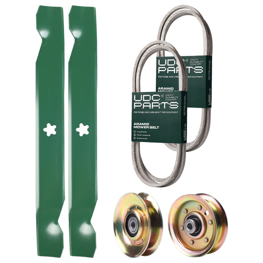 UDC Parts Mower Kit / Belt 138255 + Belt 140294 + Pulley 127783 + Pulley 173437 + 2 Pack Blades 138497 / Fits Jonsered LT2115 MOWER PARTS - UDC Parts Mower Kit / Belt 138255 + Belt 140294 + Pulley 127783 + Pulley 173437 + 2 Pack Blades 138497 / Fits Jonsered LT2115