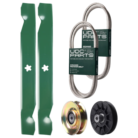 UDC Parts Mower Kit / Belt 532194346 + Belt 138255 + Pulley 127783 + Pulley 532194326 + 2 Pack Blades 138497 / Fits Husqvarna LT152 MOWER PARTS - UDC Parts Mower Kit / Belt 532194346 + Belt 138255 + Pulley 127783 + Pulley 532194326 + 2 Pack Blades 138497 / Fits Husqvarna LT152
