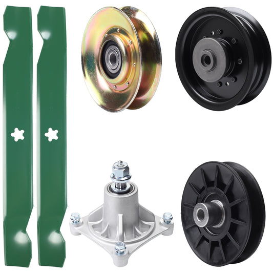 UDC Parts Mower Kit / Pulley 127783 + Pulley 532194326 + Pulley 532196104 + Spindle 532174356 + 2 Pack Blades 138497 / Fits Husqvarna LT1597 MOWER PARTS - UDC Parts Mower Kit / Pulley 127783 + Pulley 532194326 + Pulley 532196104 + Spindle 532174356 + 2 Pack Blades 138497 / Fits Husqvarna LT1597