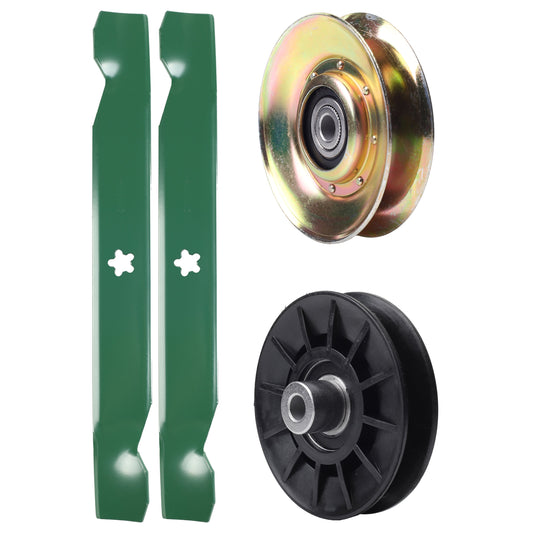 UDC Parts Mower Kit / Pulley 127783 + Pulley 532194326 + 2 Pack Blades 138497 / Fits Poulan PO14538LT MOWER PARTS - UDC Parts Mower Kit / Pulley 127783 + Pulley 532194326 + 2 Pack Blades 138497 / Fits Poulan PO14538LT
