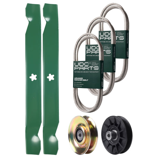 UDC Parts Mower Kit / Belt 532194346 + Belt 138255 + Belt 197253 + Pulley 127783 + Pulley 532194326 + 2 Pack Blades 138971 / Fits Husqvarna LT152 MOWER PARTS - UDC Parts Mower Kit / Belt 532194346 + Belt 138255 + Belt 197253 + Pulley 127783 + Pulley 532194326 + 2 Pack Blades 138971 / Fits Husqvarna LT152