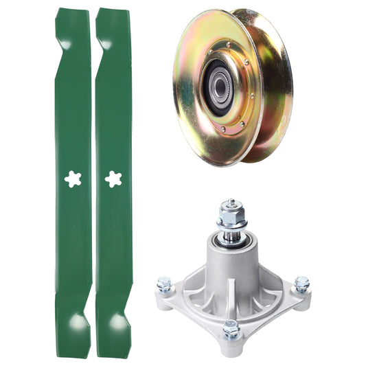 UDC Parts Mower Kit / Pulley 127783 + Spindle 532174356 + 2 Pack Blades 138971 / Fits Husqvarna LTH1542 YTH130 MOWER PARTS - UDC Parts Mower Kit / Pulley 127783 + Spindle 532174356 + 2 Pack Blades 138971 / Fits Husqvarna LTH1542 YTH130