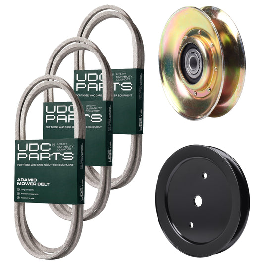 UDC Parts Mower Kit / Belt 138255 + Belt 144959 + Belt 197253 + Pulley 127783 + Pulley 195945 / Fits Poulan Pro PB19542LT MOWER PARTS - UDC Parts Mower Kit / Belt 138255 + Belt 144959 + Belt 197253 + Pulley 127783 + Pulley 195945 / Fits Poulan Pro PB19542LT