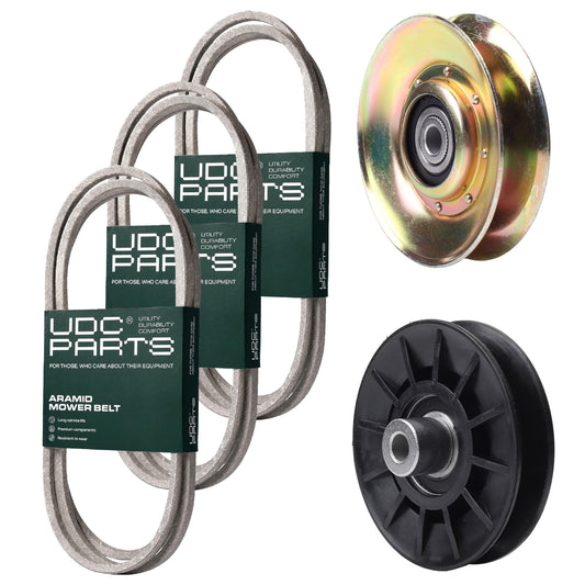 UDC Parts Mower Kit / Belt 130969 + Belt 140218 + Belt 140294 + Pulley 127783 + Pulley 532194326 / Fits Husqvarna LTH151 MOWER PARTS - UDC Parts Mower Kit / Belt 130969 + Belt 140218 + Belt 140294 + Pulley 127783 + Pulley 532194326 / Fits Husqvarna LTH151