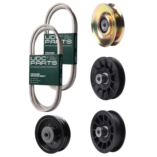 UDC Parts Mower Kit / Belt 138255 + Belt 194346 + Pulley 127783 + Pulley 532194326 + Pulley 532194327 + Pulley 532196104 / Fits Husqvarna LT1597 MOWER PARTS - UDC Parts Mower Kit / Belt 138255 + Belt 194346 + Pulley 127783 + Pulley 532194326 + Pulley 532194327 + Pulley 532196104 / Fits Husqvarna LT1597
