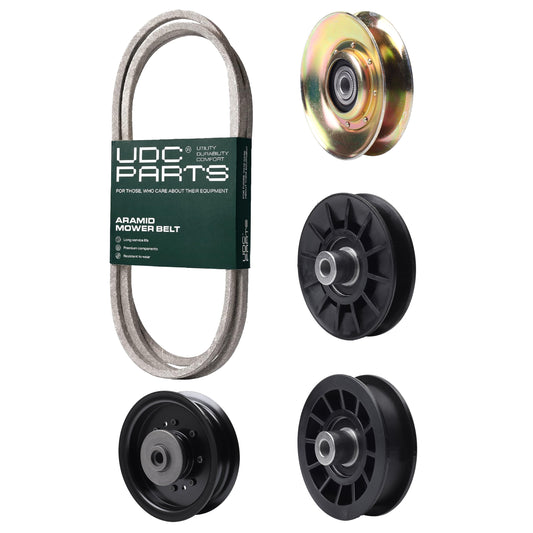 UDC Parts Mower Kit / Belt 138255 + Pulley 127783 + Pulley 532194326 + Pulley 532194327 + Pulley 532196104 / Fits Husqvarna LT1597 MOWER PARTS - UDC Parts Mower Kit / Belt 138255 + Pulley 127783 + Pulley 532194326 + Pulley 532194327 + Pulley 532196104 / Fits Husqvarna LT1597