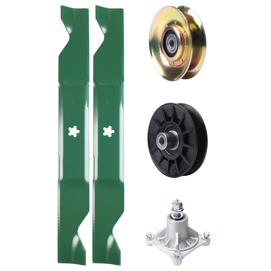 UDC Parts Mower Kit / Pulley 127783 + Pulley 532194326 + Spindle 532174356 + 2 Pack Blades 405380 / Fits Husqvarna LT1597 MOWER PARTS - UDC Parts Mower Kit / Pulley 127783 + Pulley 532194326 + Spindle 532174356 + 2 Pack Blades 405380 / Fits Husqvarna LT1597