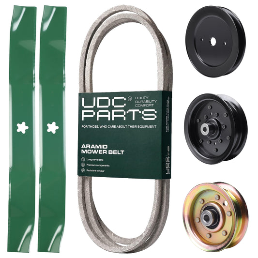 UDC Parts Mower Kit / Belt 144959 + Pulley 129861 + Pulley 532196106 + Pulley 173437 + 2 Pack Blades 134149 / Fits Husqvarna YTH2042 XP MOWER PARTS - UDC Parts Mower Kit / Belt 144959 + Pulley 129861 + Pulley 532196106 + Pulley 173437 + 2 Pack Blades 134149 / Fits Husqvarna YTH2042 XP