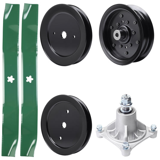 UDC Parts Mower Kit / Pulley 129861 + Pulley 195945 + Pulley 532196106 + Spindle 532174356 + 2 Pack Blades 134149 / Fits Husqvarna RZ4219 MOWER PARTS - UDC Parts Mower Kit / Pulley 129861 + Pulley 195945 + Pulley 532196106 + Spindle 532174356 + 2 Pack Blades 134149 / Fits Husqvarna RZ4219