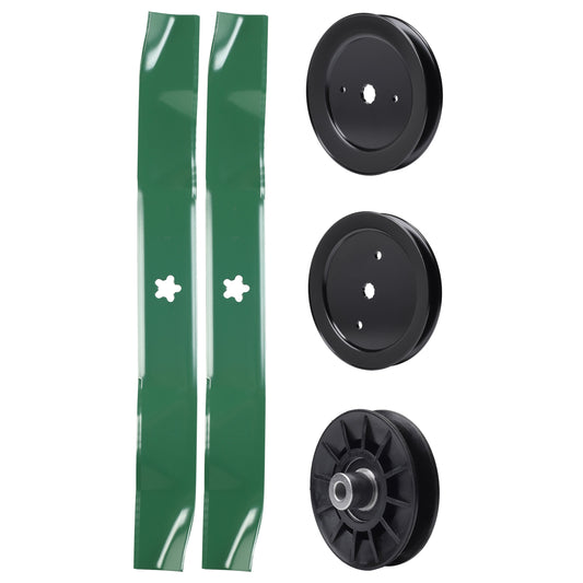 UDC Parts Mower Kit / Pulley 129861 + Pulley 195945 + Pulley 532194326 + 2 Pack Blades 134149 / Fits Husqvarna TS142 TS142T YTH22K42 MOWER PARTS - UDC Parts Mower Kit / Pulley 129861 + Pulley 195945 + Pulley 532194326 + 2 Pack Blades 134149 / Fits Husqvarna TS142 TS142T YTH22K42