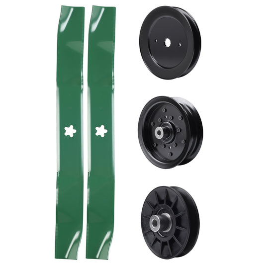 UDC Parts Mower Kit / Pulley 129861 + Pulley 532194326 + Pulley 532196106 + 2 Pack Blades 134149 / Fits Jonsered LT2218A2 LT2226A2 LT2742A2 MOWER PARTS - UDC Parts Mower Kit / Pulley 129861 + Pulley 532194326 + Pulley 532196106 + 2 Pack Blades 134149 / Fits Jonsered LT2218A2 LT2226A2 LT2742A2