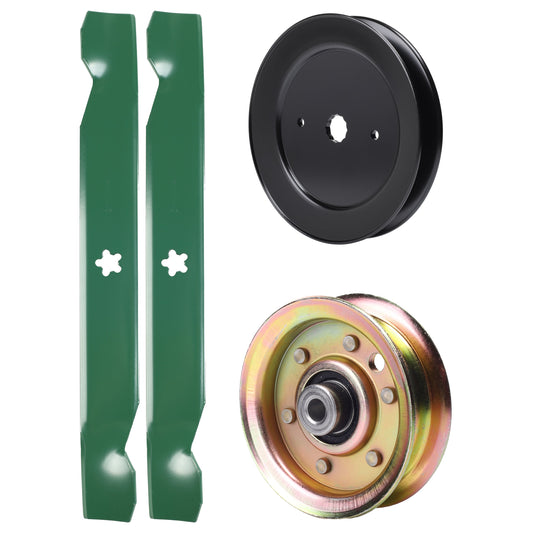 UDC Parts Mower Kit / Pulley 129861 + Pulley 173437 + 2 Pack Blades 138497 / Fits Jonsered LT2115 LT2115A MOWER PARTS - UDC Parts Mower Kit / Pulley 129861 + Pulley 173437 + 2 Pack Blades 138497 / Fits Jonsered LT2115 LT2115A