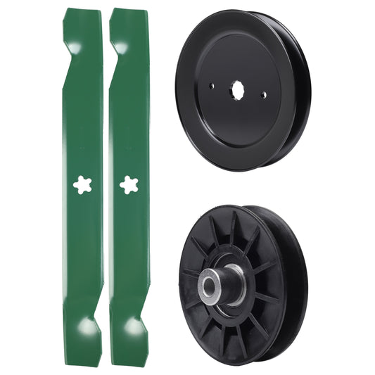 UDC Parts Mower Kit / Pulley 532129861 + Pulley 532194326 + Pulley 532194327 + 2 Pack Blades 532138497 / Fits Husqvarna GTH27V52LS MOWER PARTS - UDC Parts Mower Kit / Pulley 532129861 + Pulley 532194326 + Pulley 532194327 + 2 Pack Blades 532138497 / Fits Husqvarna GTH27V52LS