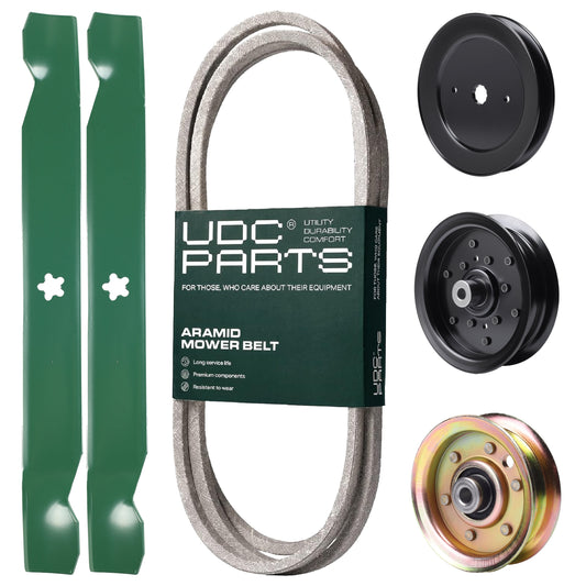 UDC Parts Mower Kit / Belt 140218 + Pulley 129861 + Pulley 532196106 + Pulley 173437 + 2 Pack Blades 138971 / Fits Husqvarna YTH2042 XP MOWER PARTS - UDC Parts Mower Kit / Belt 140218 + Pulley 129861 + Pulley 532196106 + Pulley 173437 + 2 Pack Blades 138971 / Fits Husqvarna YTH2042 XP
