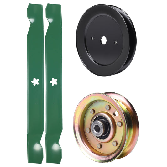 UDC Parts Mower Kit / Pulley 129861 + Pulley 173437 + 2 Pack Blades 138971 / Fits Jonsered LT13 LT15 LT15A LT16 LT16A LT17A LT18A LT2115 LT2115A LT2116A LT2117A LT2118A LT2118A2 LT2120A2 LT2122A2 MOWER PARTS - UDC Parts Mower Kit / Pulley 129861 + Pulley 173437 + 2 Pack Blades 138971 / Fits Jonsered LT13 LT15 LT15A LT16 LT16A LT17A LT18A LT2115 LT2115A LT2116A LT2117A LT2118A LT2118A2 LT2120A2 LT2122A2