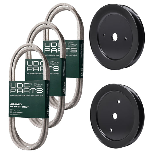 UDC Parts Mower Kit / Belt 138255 + Belt 144959 + Belt 197253 + Pulley 129861 + Pulley 195945 / Fits Poulan Pro PB19542LT MOWER PARTS - UDC Parts Mower Kit / Belt 138255 + Belt 144959 + Belt 197253 + Pulley 129861 + Pulley 195945 / Fits Poulan Pro PB19542LT