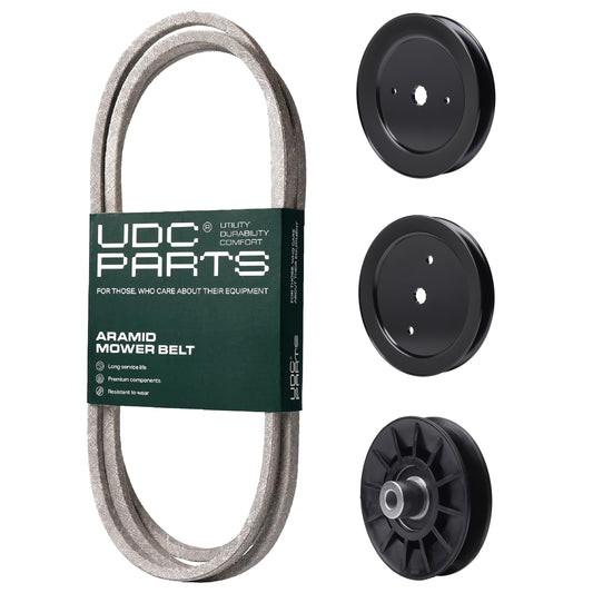 UDC Parts Mower Kit / Belt 130969 + Pulley 129861 + Pulley 195945 + Pulley 532194326 / Fits Jonsered LT2218A MOWER PARTS - UDC Parts Mower Kit / Belt 130969 + Pulley 129861 + Pulley 195945 + Pulley 532194326 / Fits Jonsered LT2218A