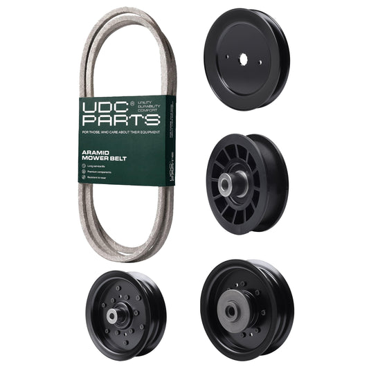 UDC Parts Mower Kit / Belt 130969 + Pulley 532129861 + Pulley 532194327 + Pulley 532196104 + Pulley 532196106 / Fits Husqvarna YT42DXL YT42DXLS YTH2642TDF MOWER PARTS - UDC Parts Mower Kit / Belt 130969 + Pulley 532129861 + Pulley 532194327 + Pulley 532196104 + Pulley 532196106 / Fits Husqvarna YT42DXL YT42DXLS YTH2642TDF