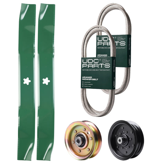 UDC Parts Mower Kit / Belt 140218 + Belt 144959 + Pulley 532196106 + Pulley 173437 + 2 Pack Blades 134149 / Fits Husqvarna YTH2042 XP MOWER PARTS - UDC Parts Mower Kit / Belt 140218 + Belt 144959 + Pulley 532196106 + Pulley 173437 + 2 Pack Blades 134149 / Fits Husqvarna YTH2042 XP