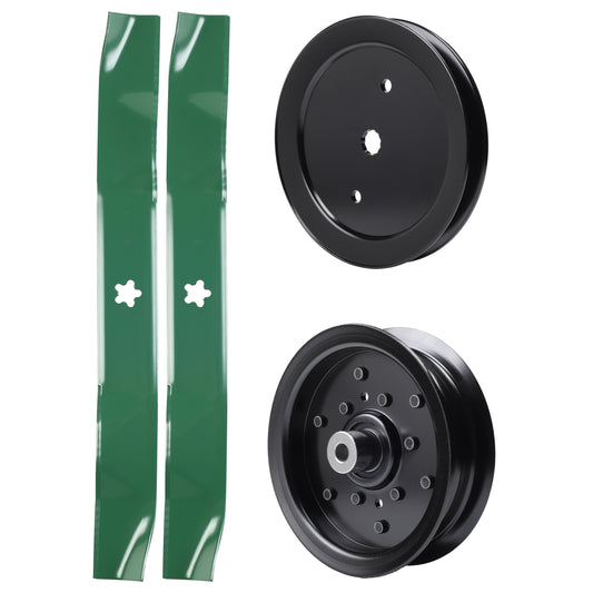 UDC Parts Mower Kit / Pulley 532195945 + Pulley 532196106 + 2 Pack Blades 134149 / Fits Weed Eater W17542H MOWER PARTS - UDC Parts Mower Kit / Pulley 532195945 + Pulley 532196106 + 2 Pack Blades 134149 / Fits Weed Eater W17542H