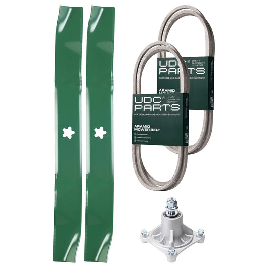 UDC Parts Mower Kit / Belt 144959 + Belt 174883 + Spindle 532174356 + 2 Pack Blades 134149 / Fits Husqvarna LTH1542 MOWER PARTS - UDC Parts Mower Kit / Belt 144959 + Belt 174883 + Spindle 532174356 + 2 Pack Blades 134149 / Fits Husqvarna LTH1542