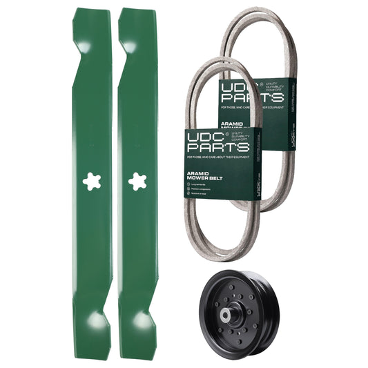 UDC Parts Mower Kit / Belt 194346 + Belt 197253 + Pulley 532196106 + 2 Pack Blades 138497 / Fits Jonsered LT2216 LT2216A2 MOWER PARTS - UDC Parts Mower Kit / Belt 194346 + Belt 197253 + Pulley 532196106 + 2 Pack Blades 138497 / Fits Jonsered LT2216 LT2216A2