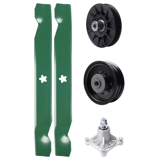 UDC Parts Mower Kit / Pulley 532194326 + Pulley 532196104 + Spindle 532174356 + 2 Pack Blades 138497 / Fits Husqvarna LT1597 MOWER PARTS - UDC Parts Mower Kit / Pulley 532194326 + Pulley 532196104 + Spindle 532174356 + 2 Pack Blades 138497 / Fits Husqvarna LT1597