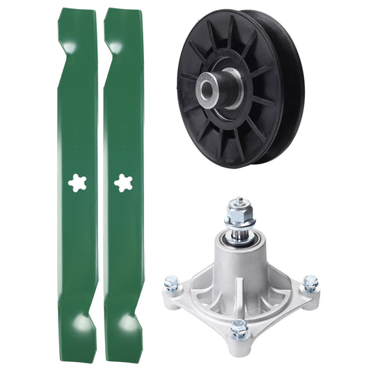 UDC Parts Mower Kit / Pulley 532194326 + Spindle 532174356 + 2 Pack Blades 138497 / Fits Husqvarna LT1597 MOWER PARTS - UDC Parts Mower Kit / Pulley 532194326 + Spindle 532174356 + 2 Pack Blades 138497 / Fits Husqvarna LT1597