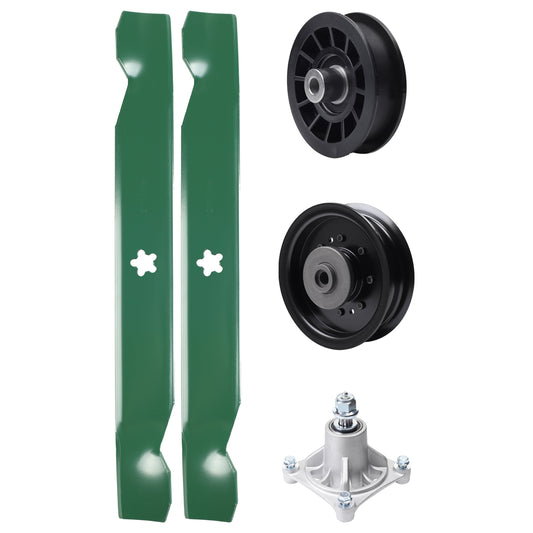 UDC Parts Mower Kit / Pulley 532194327 + Pulley 532196104 + Spindle 532174356 + 2 Pack Blades 138497 / Fits Husqvarna LT1597 MOWER PARTS - UDC Parts Mower Kit / Pulley 532194327 + Pulley 532196104 + Spindle 532174356 + 2 Pack Blades 138497 / Fits Husqvarna LT1597