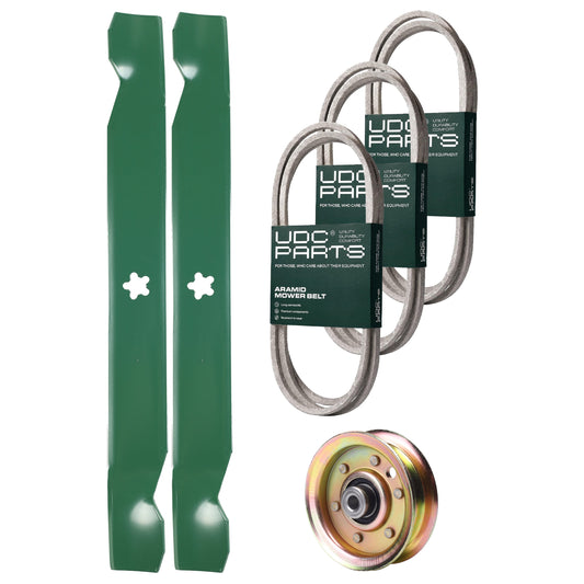 UDC Parts Mower Kit / Belt 140294 + Belt 144959 + Belt 174883 + Pulley 173437 + 2 Pack Blades 138971 / Fits Husqvarna LTH1542 YTH1542 YTH170 MOWER PARTS - UDC Parts Mower Kit / Belt 140294 + Belt 144959 + Belt 174883 + Pulley 173437 + 2 Pack Blades 138971 / Fits Husqvarna LTH1542 YTH1542 YTH170
