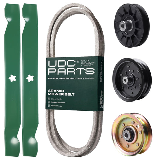 UDC Parts Mower Kit / Belt 140218 + Pulley 532194326 + Pulley 532196106 + Pulley 173437 + 2 Pack Blades 138971 / Fits Husqvarna YTH2042 XP MOWER PARTS - UDC Parts Mower Kit / Belt 140218 + Pulley 532194326 + Pulley 532196106 + Pulley 173437 + 2 Pack Blades 138971 / Fits Husqvarna YTH2042 XP