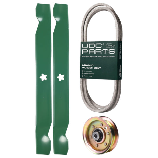 UDC Parts Mower Kit / Belt 532144959 + Pulley 532173437 + 2 Pack Blades 138971 / Fits Weed Eater WET1742STA WET17H42STA WET2242STB WET2242STC WET2242STD MOWER PARTS - UDC Parts Mower Kit / Belt 532144959 + Pulley 532173437 + 2 Pack Blades 138971 / Fits Weed Eater WET1742STA WET17H42STA WET2242STB WET2242STC WET2242STD
