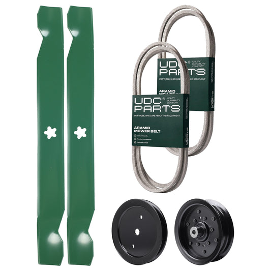 UDC Parts Mower Kit / Belt 130969 + Belt 140218 + Pulley 195945 + Pulley 532196106 + 2 Pack Blades 138971 / Fits Husqvarna LTH171 MOWER PARTS - UDC Parts Mower Kit / Belt 130969 + Belt 140218 + Pulley 195945 + Pulley 532196106 + 2 Pack Blades 138971 / Fits Husqvarna LTH171