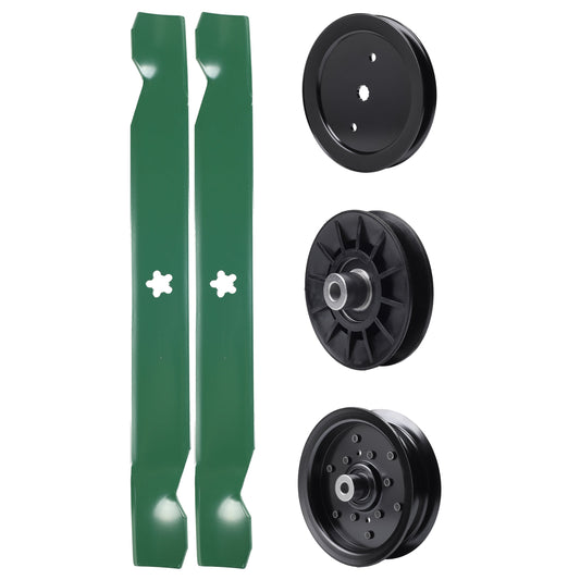 UDC Parts Mower Kit / Pulley 195945 + Pulley 532194326 + Pulley 532196106 + 2 Pack Blades 138971 / Fits Poulan C20H42YT PO175A42LT XT195H42LT MOWER PARTS - UDC Parts Mower Kit / Pulley 195945 + Pulley 532194326 + Pulley 532196106 + 2 Pack Blades 138971 / Fits Poulan C20H42YT PO175A42LT XT195H42LT